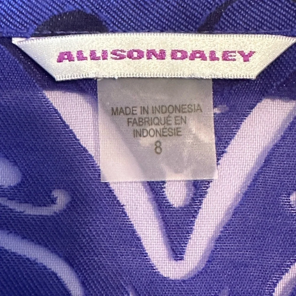 Allison Daley Deep Purple Sheer Button Down Blouse Womens 8 Lovely Summer Top - Picture 15 of 16